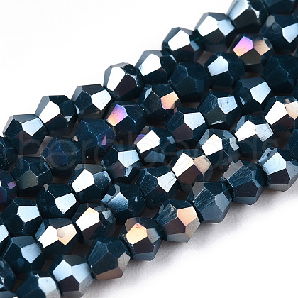 Opaque Solid Color Electroplate Glass Beads Strands X-EGLA-A039-P2mm-B09-1