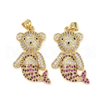 Brass Micro Pave Cubic Zirconia Pendants KK-S526-34G-1
