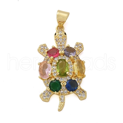 Tortoise Brass Micro Pave Cubic Zirconia Pendants KK-M319-19G-1