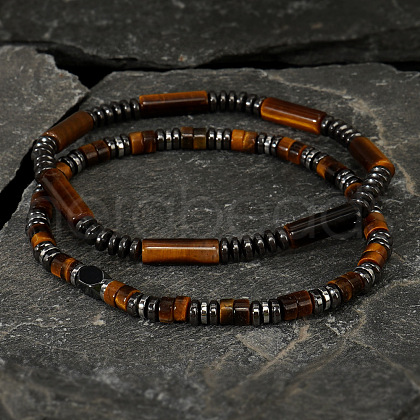 2pcs 2 Styles Natural Tiger Eye Beads Stretch Bracelets for Men RF5707-1
