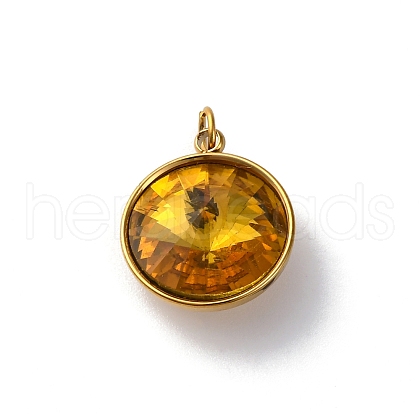 316 Stainless Steel Faceted Glass Pendants STAS-K258-46G-07-1