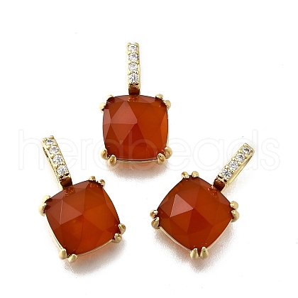 Natural Carnelian(Dyed & Heated) Faceted Square Pendants KK-F899-03C-G-1