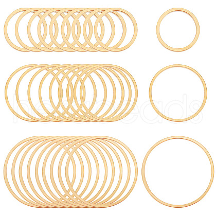 BENECREAT 36Pcs 3 Style 201 Stainless Steel Linking Rings STAS-BC0003-60-1