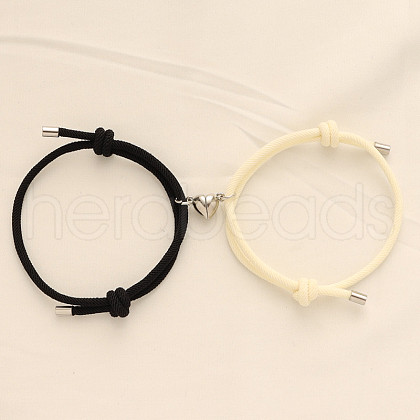 Alloy Heart-shaped Magnetic Braided Rope Bracelets for Couple Girlfriends WG59636-13-1
