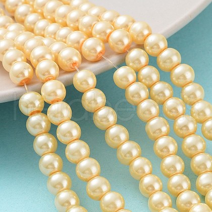 Baking Painted Pearlized Glass Pearl Round Bead Strands X-HY-Q003-6mm-61-1