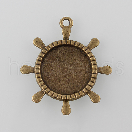 Flat Round with Helm Alloy Pendant Cabochon Settings PALLOY-N0088-31AB-NF-1