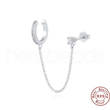 S925 Sterling Silver Clear Cubic Zirconia Stud Earrings MC1462-2-1