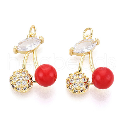 Brass Micro Pave Cubic Zirconia Pendants KK-N265-05G-1