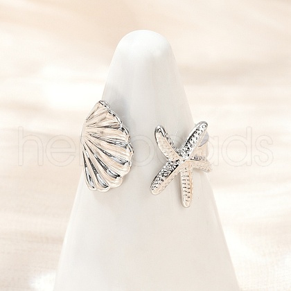 Brass Adjustable Cuff Rings for Women RJEW-B132-02B-P-1