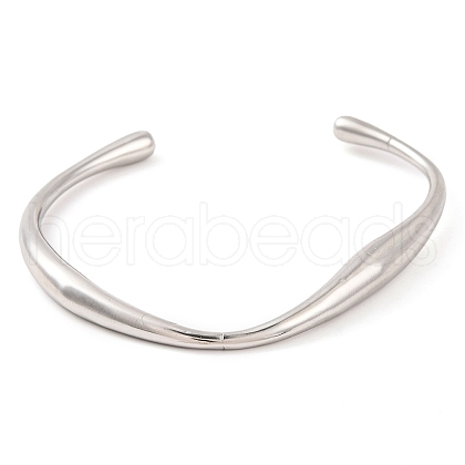 Non-Tarnish 304 Stainless Steel Open Cuff Bangles for Women BJEW-G711-02P-1