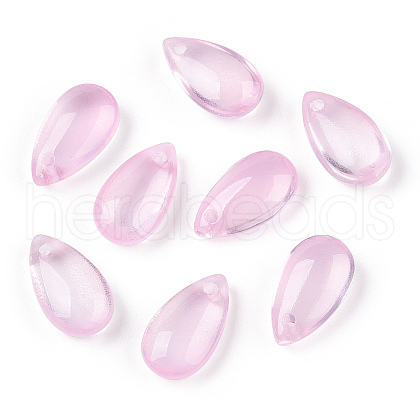 Baking Painted Transparent Glass Petal Beads DGLA-N004-13-1