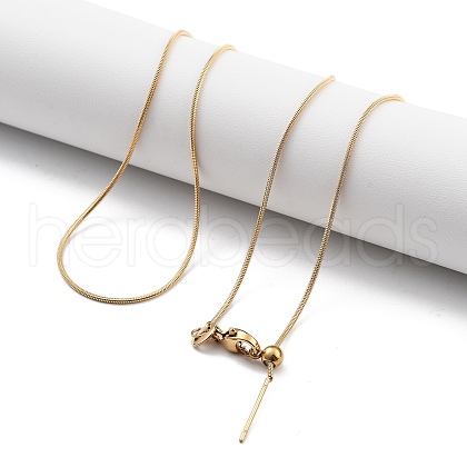 Ion Plating(IP) Adjustable 304 Stainless Steel Snake Chain Necklaces NJEW-K270-01G-1