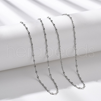 2MM 304 Stainless Steel Textured Dapped Chain Necklaces NJEW-T016-14P-1