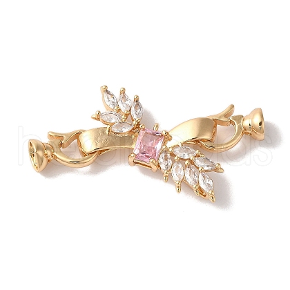 Brass Micro Pave Cubic Zirconia Fold Over Clasps KK-B098-09G-02-1