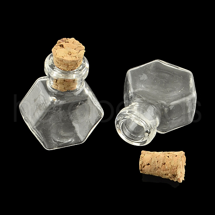 Hexagon Glass Bottle for Bead Containers X1-AJEW-R045-03-1