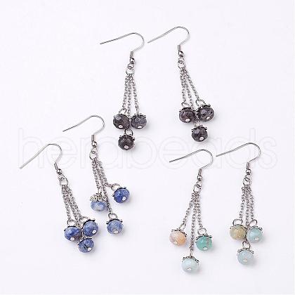 Natural Gemstone Dangle Earrings EJEW-JE02242-1