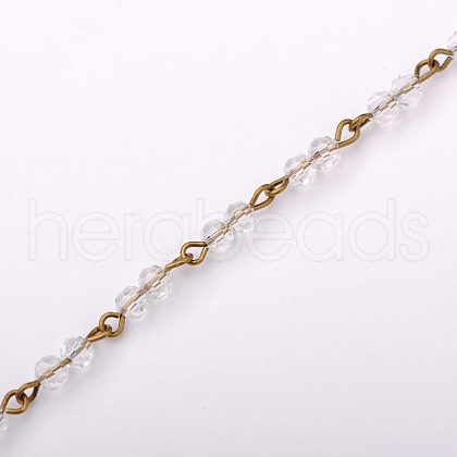 Handmade Round Glass Beads Chains for Necklaces Bracelets Making AJEW-JB00069-01-1
