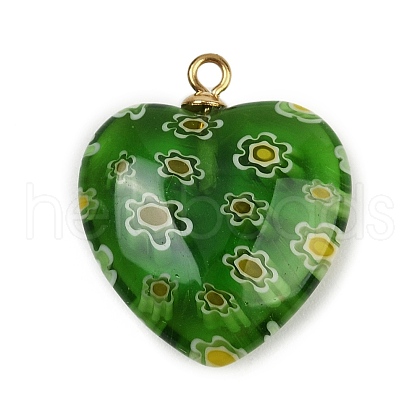 Handmade Millefiori Lampwork Heart Pendants LAMP-L080-01P-04-1
