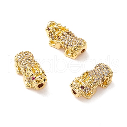 Brass Micro Pave Clear & Orchid Cubic Zirconia Beads KK-K266-05G-1