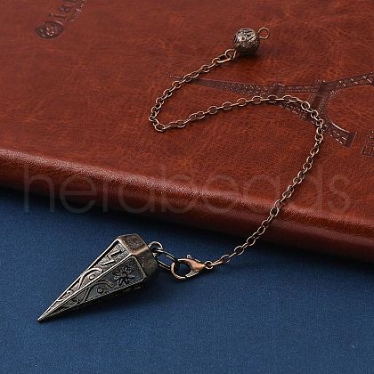 Rack Plating Brass Cone Dowsing Pendulum Pendants AJEW-G064-01R-1