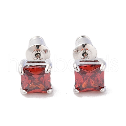 Rack Plating Brass Micro Pave Cubic Zirconia Stud Earrings EJEW-I304-01P-02-1