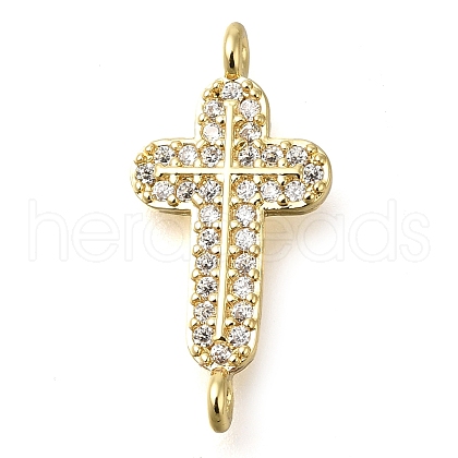 Brass Pave Clear Cubic Zirconia Connector Charms KK-M101-02C-G02-1