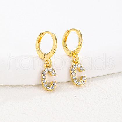 Brass Micro Pave Clear Cubic Zirconia Hoop Earrings FS-WGAF6E5-10-1