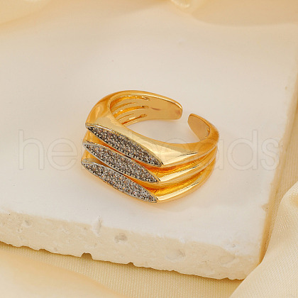 Brass Micro Pave Cubic Zirconia Cuff Open Rings IM2019-3-1