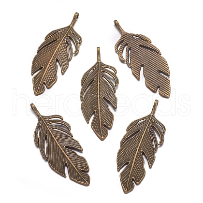 Tibetan Style Alloy Leaf Big Pendants PALLOY-A15448-AB-1