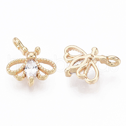 Brass Micro Cubic Zirconia Charms X-KK-N231-11-NF-1
