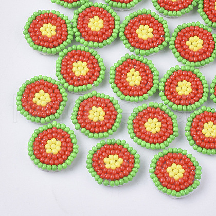 Glass Seed Beaded Cloth Patches FIND-S321-03H-1