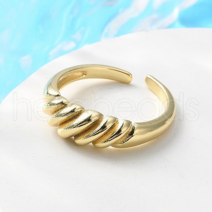 Rack Plating Brass Croissant Open Cuff Ring for Women RJEW-D076-02G-1