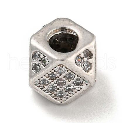 Brass Micro Pave Black/Clear Cubic Zirconia Beads KK-G493-38P-01-1