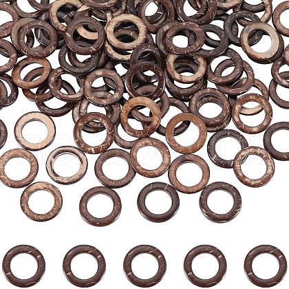 SUNNYCLUE 200Pcs Dyed Wood Jewelry Findings Coconut Linking Rings COCO-SC0001-02-1
