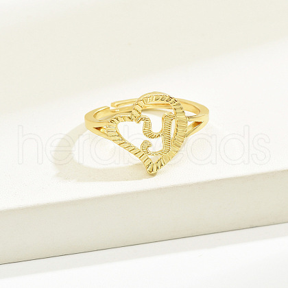 Brass Alphabet Adjustable Rings for Women WGC8F9D-25-1