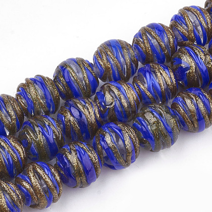 Handmade Gold Sand Lampwork Beads LAMP-T006-03A-1