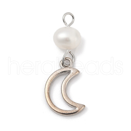Natural Cultured Freshwater Pearl & Brass Pendants KK-U062-16P-1