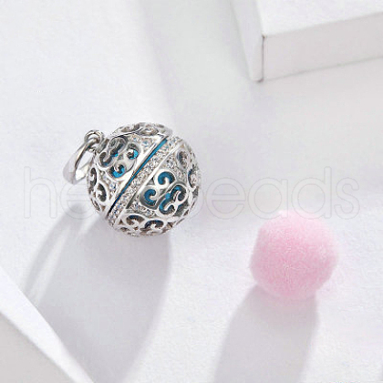 Anti-Tarnish Rhodium Plated 925 Sterling Silver European Dangle Charms STER-FF0013-03-1