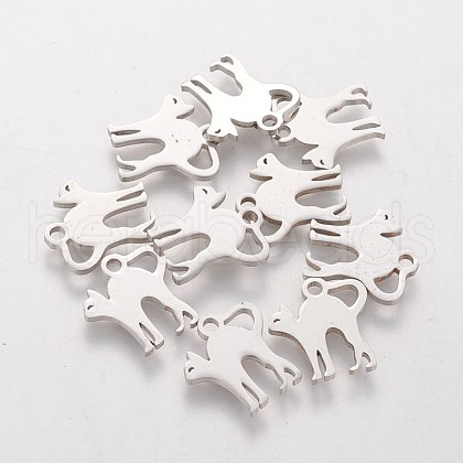 Tarnish Resistant 304 Stainless Steel Kitten Charms STAS-Q201-T155-1