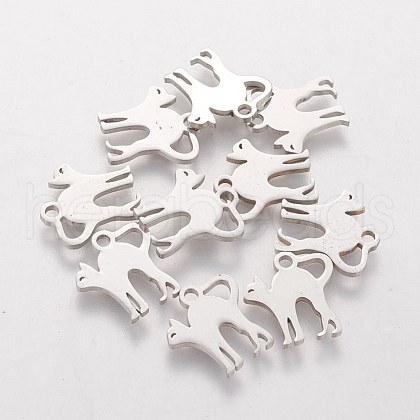 304 Stainless Steel Kitten Charms STAS-Q201-T155-1