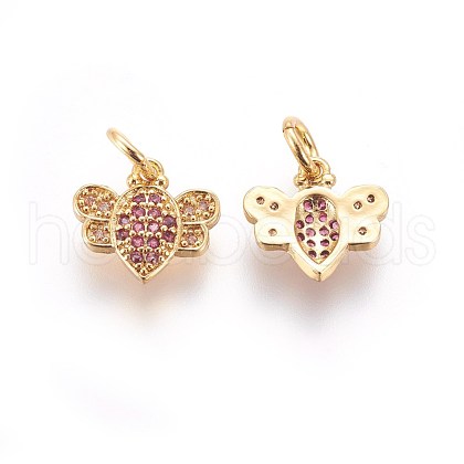 Brass Micro Pave Cubic Zirconia Charms ZIRC-E161-22G-1