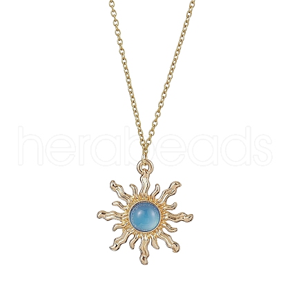 Alloy Resin Sun Pendant Necklaces NJEW-JN04816-1