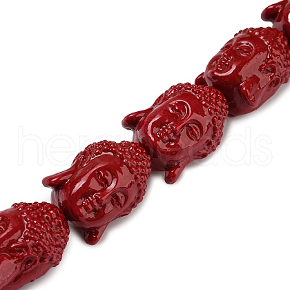 Dyed Synthetical Coral Buddha Head Beads Strands CORA-L008-01-1
