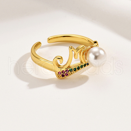 Mother's Day Fashionable Word Mom Adjustable Brass Open Cuff Ring for Women MV3943-1
