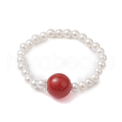 Shell Pearl Beads Stretch Rings RJEW-JR00715-1
