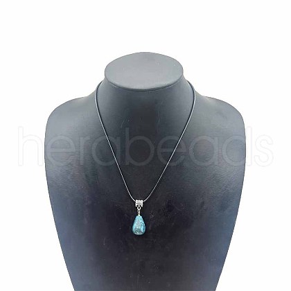 Natural Gemstone Teardrop Pendant Necklaces SK1018-7-1