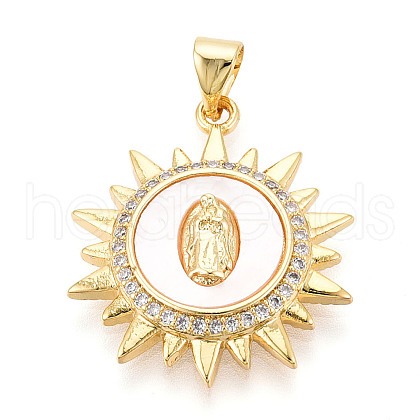 Brass Micro Pave Clear Cubic Zirconia Pendants KK-N268-32G-1