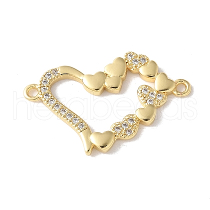 Brass Micro Pave Cubic Zirconia Heart Connector Charms KK-A252-28G-05-1