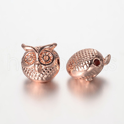 Owl Alloy Beads PALLOY-L161-04RG-1