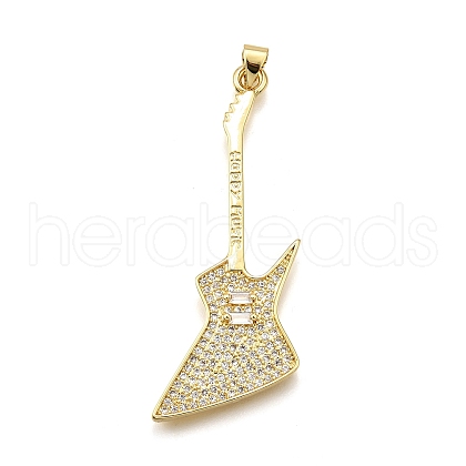 Rack Plating Brass Micro Pave Cubic Zirconia Pendants KK-K401-61B-G-1